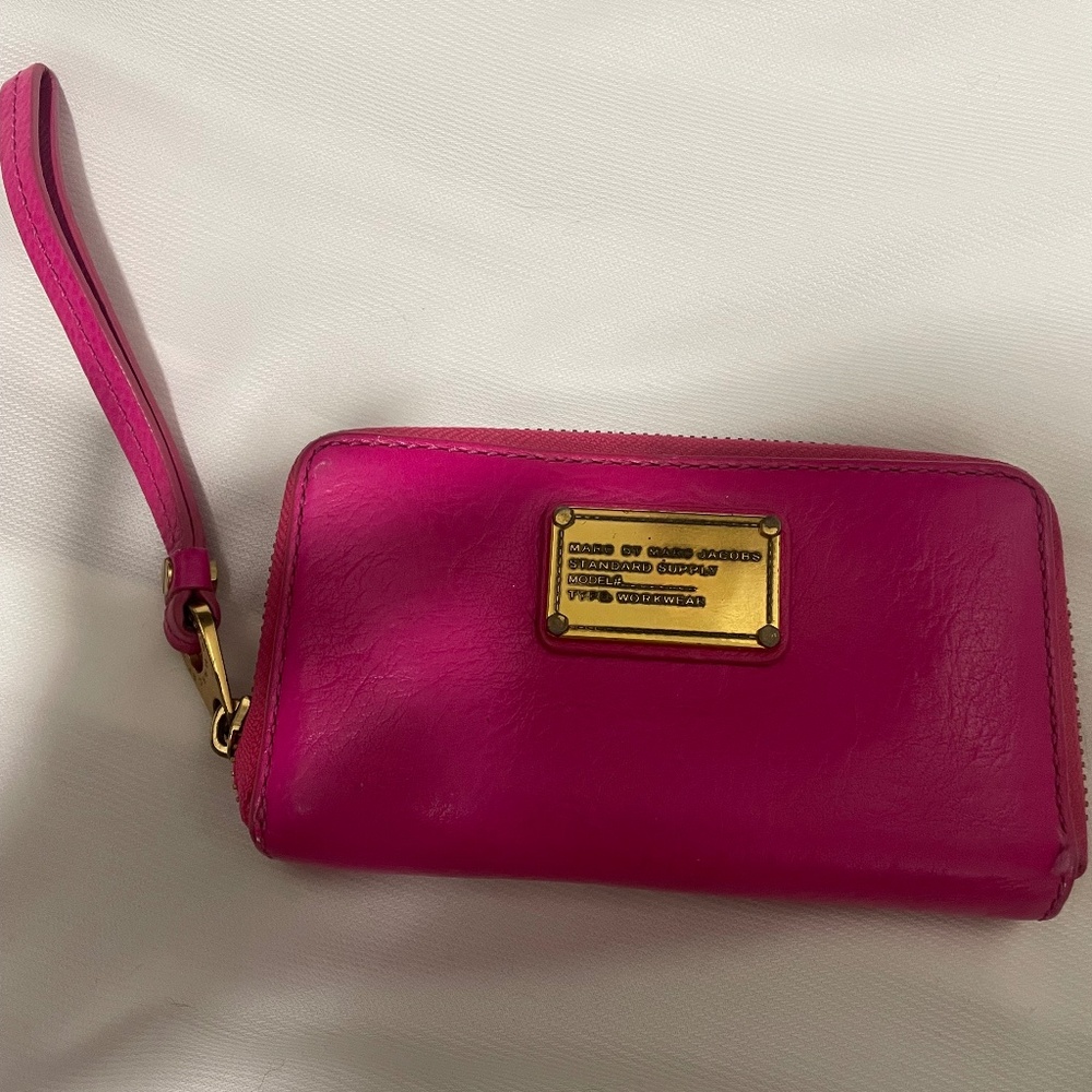 Pink Leather Wristlet Wallet